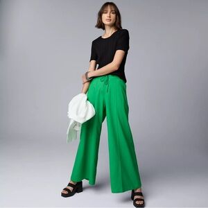 Simply Vera Vera Wang Green Linen Wide-Leg Pants